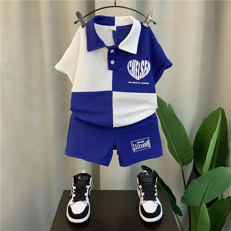 Boy Summer Clothing Polo Shirt Suit 2022 New Baby Short Sleeve Clothes Children's Korean Style Children's Clothing Fashion