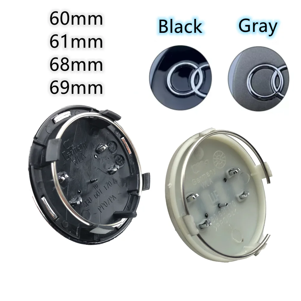 

4pcs 60mm 61mm 68mm 69mm Car Styling Wheel Center Cap Hub Covers Badge 4B0601170 for Audi A3 A4 A5 A6 A7 A8 S4 S6 Accessories
