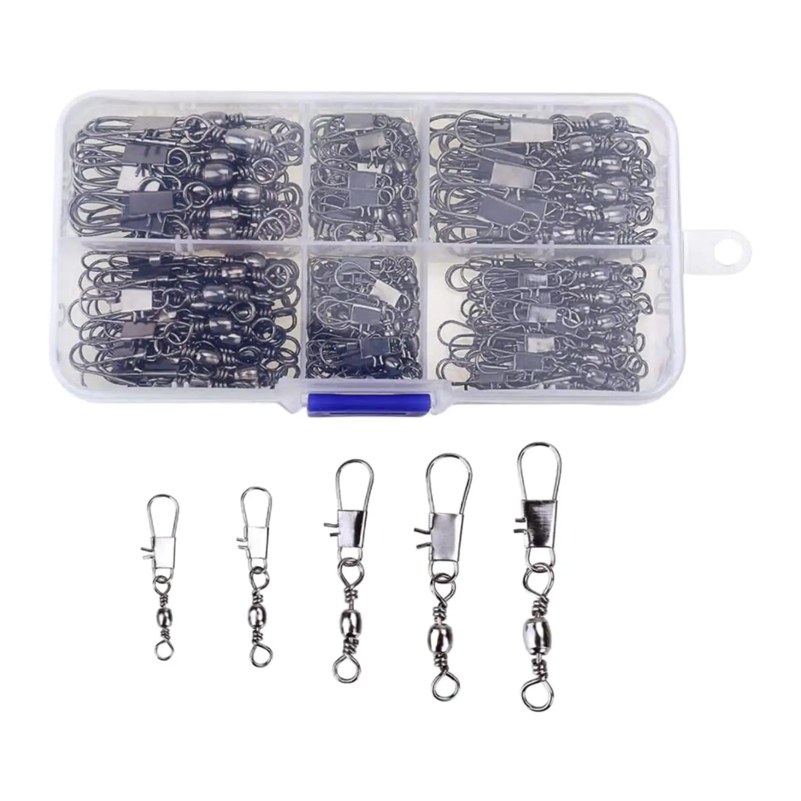 

200Pcs Fishing Rolling Barrel Swivel Ball Bearing Hook Lure Connector Tackle