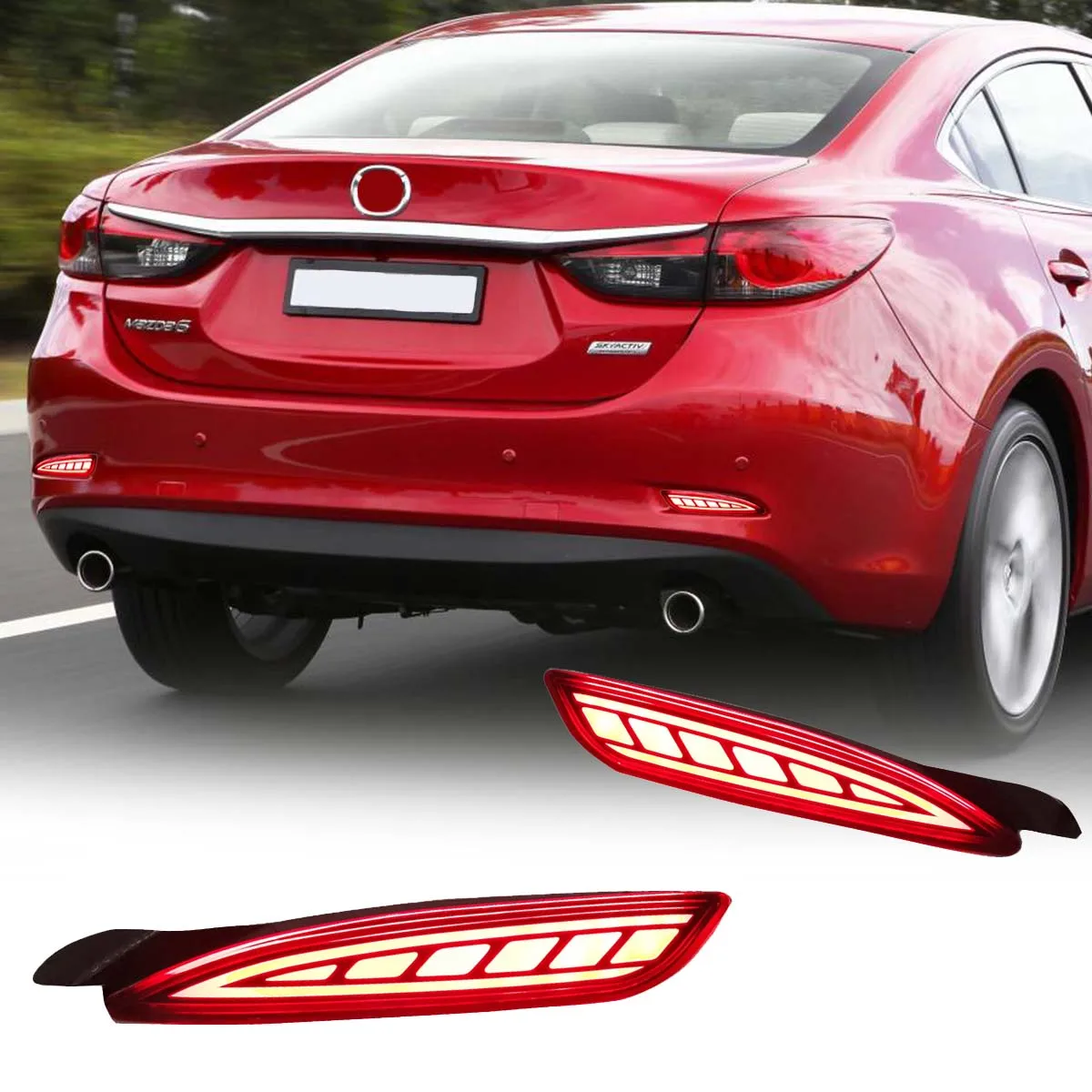 

2PCS Rear Bumper Reflector Light For For Mazda 6 Atenza 2019 with 3 Function DRIVING+TUNNING+BRAKING
