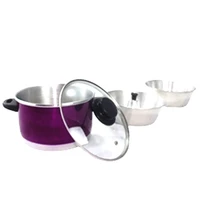 cookware set 3 pieces purple glass lid emptionstore
