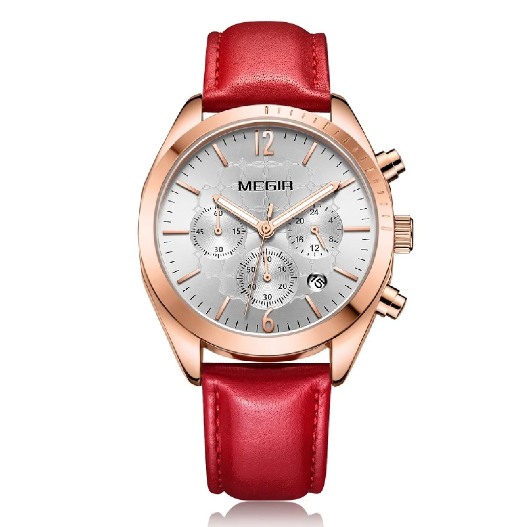 Megir Original Women's Fashion Quartz Watch Chronograph Leather Strap Waterproof Casual Wristwatch Lady Dress Relogios Femininos enlarge