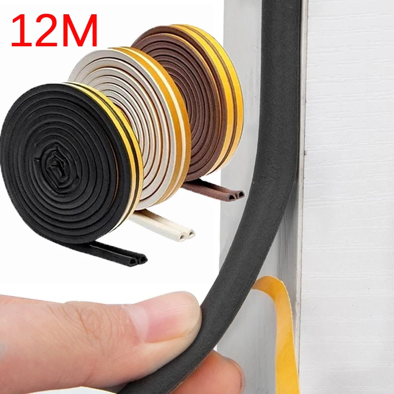 

12M Door Window Sealing Strips Household Self-adhesive Insulation Tape Dustproof Windproof Anti-collision Rubber Sealed Strip
