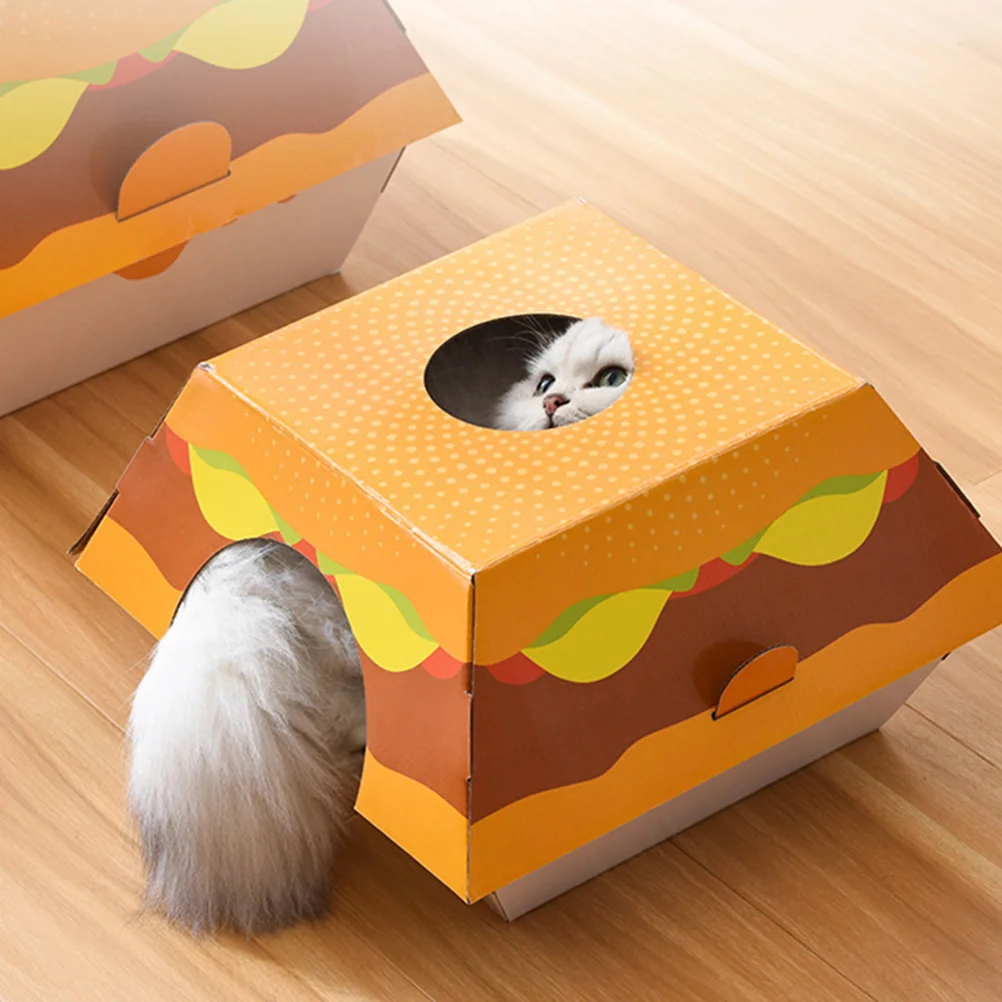 

Cat Board Scratch Scratching Scratcher House Toy Kitten Petpad Paper Bed Cardboard Corrugated Wall Box Burger Grinding Funny