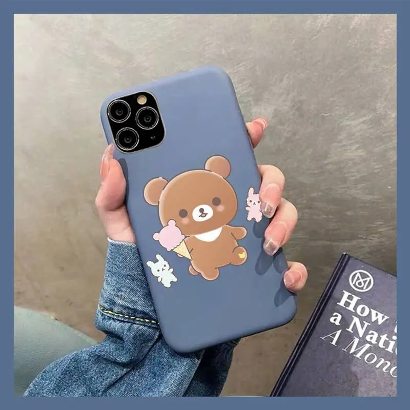 Чехол для телефона Rilakkuma iPhone 11 12 13 Mini Pro Xs Max 8 7 6 6S Plus X XR однотонный чехол