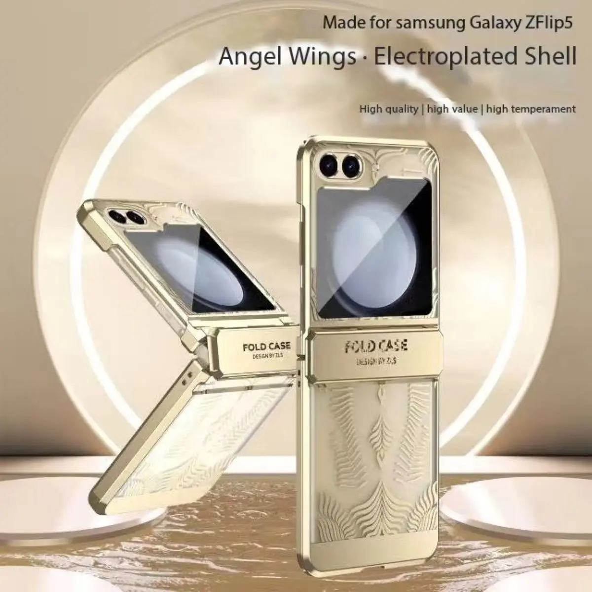 

Роскошный складной чехол для телефона с гальваническим покрытием Крыло ангела полная защита шарниров для Samsung Z Flip 5 4 3 PC противоударный чехол