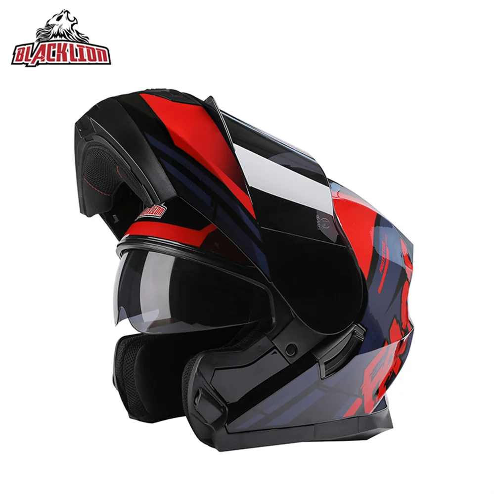 Enlarge Italy Original BlackLion Modular Flip Up Motorcycle Helmet High Quality Safety Downhill Motocross Racing Casco DOT ECE Approved