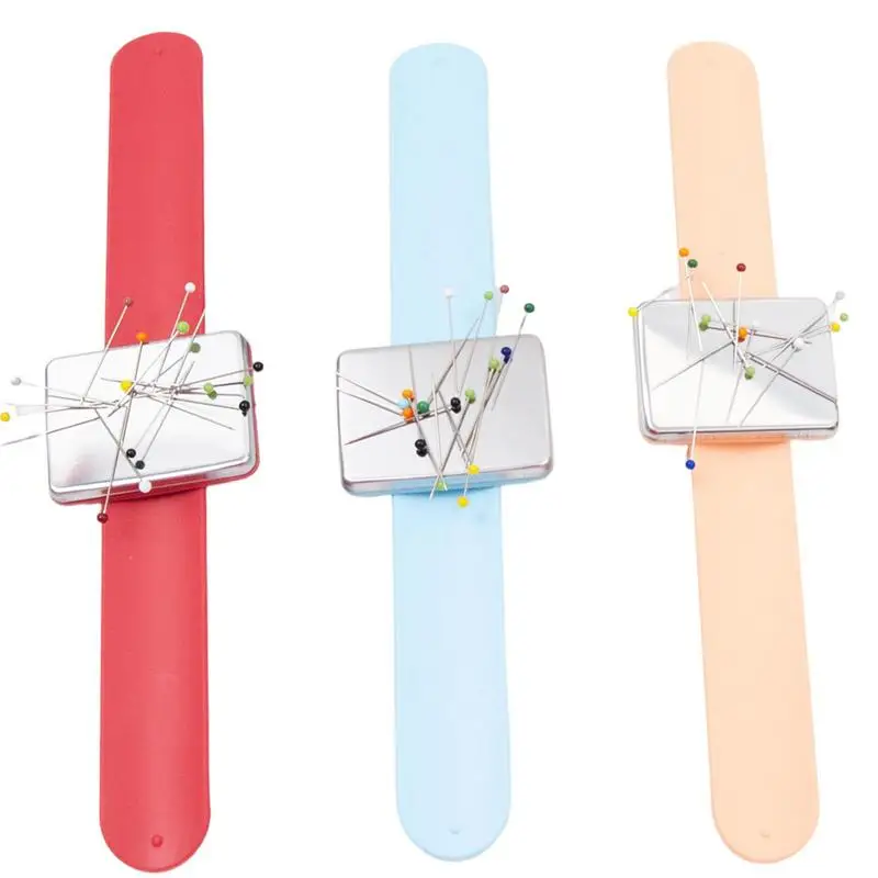 

Magnetic Sewing PinCushion Silicone Wrist Needle Pad Safe Bracelet Pin Cushion Storage Sewing Pins Wristband Pin Holder 3 Colors