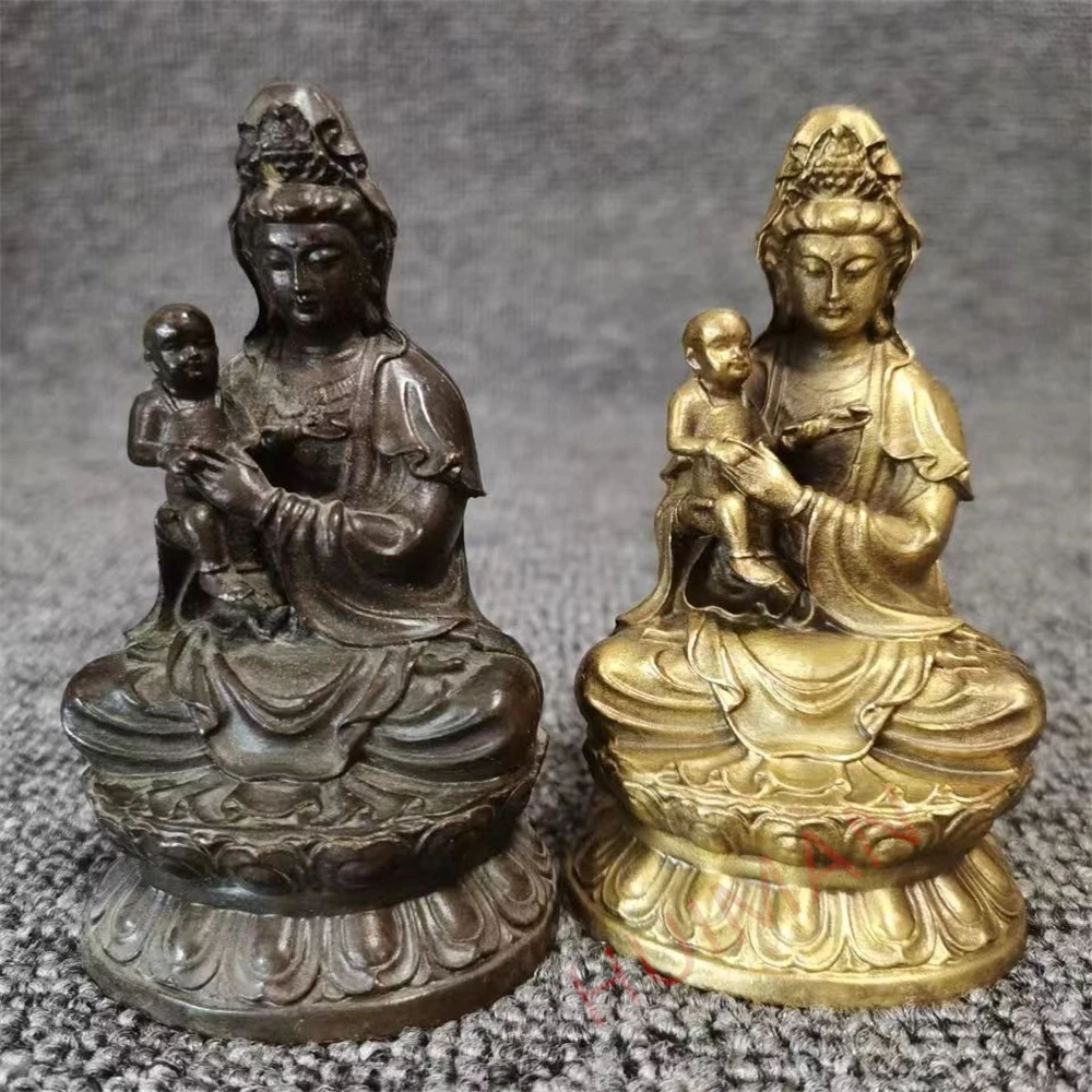 

China Elaboration Bronze Statue Geomantic Wealth Auspicious Guanyin Bodhisattva Buddha Metal Crafts Home Decoration