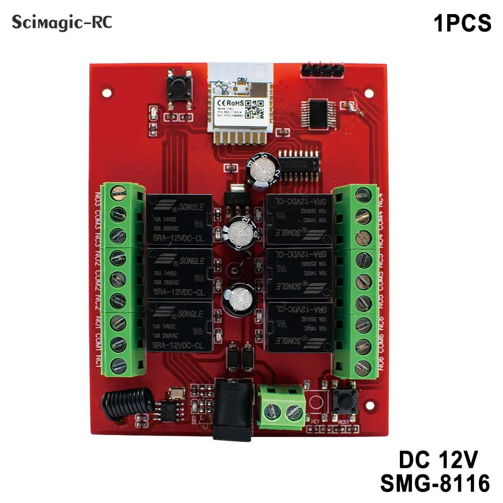 

Умный переключатель Tuya WIFI, 6 каналов, 6-канальный релейный модуль, беспроводной выключатель света, контроллер приемника постоянного тока 12 В 24 В