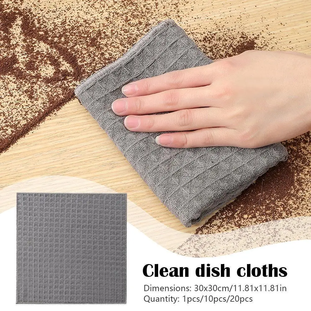 

10pcs Waffle Weave Cotton Dishcloth Black Microfiber Soft Ultra Cloth Tea Tools Towel Absorbent Cleaning Cleaning Kitchen U4A0