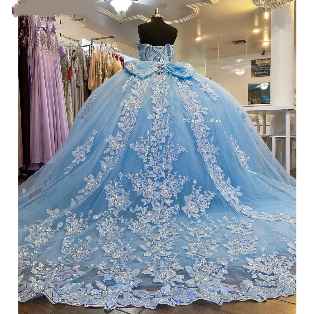 ANGELSBRIDEP бальное платье для девочек 15-летних платьев Quinceanera небесно-голубое