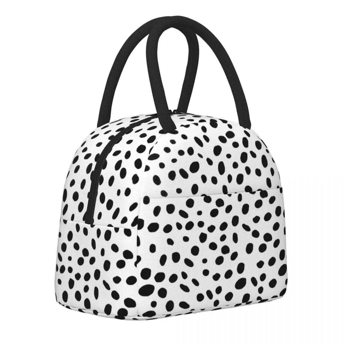 

Dalmatian Dog Lunch Bag Black Spotted Design Lunch Box Vintage Outdoor Picnic Cooler Bag Convenient Thermal Tote Handbags