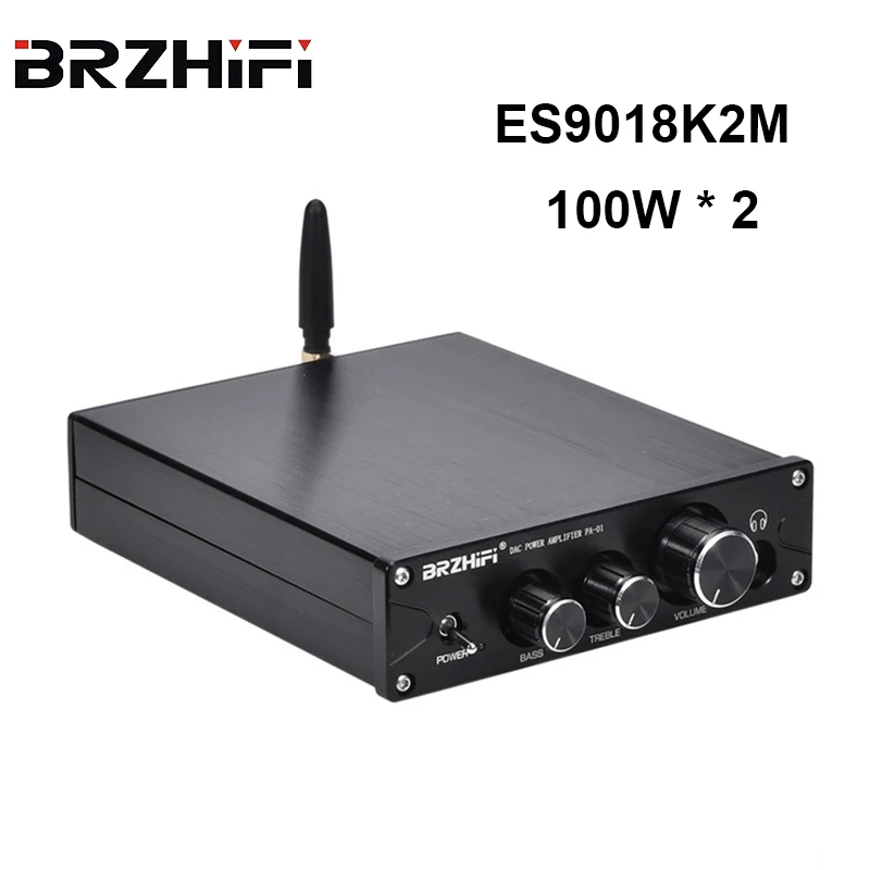 

BRZHIFI HiFi PA-01 Bluetooth 5.0 APTX ES9018K2M DAC Stereo Class D 100W*2 Power Amplifier With Headphone Amp For Sound Theater