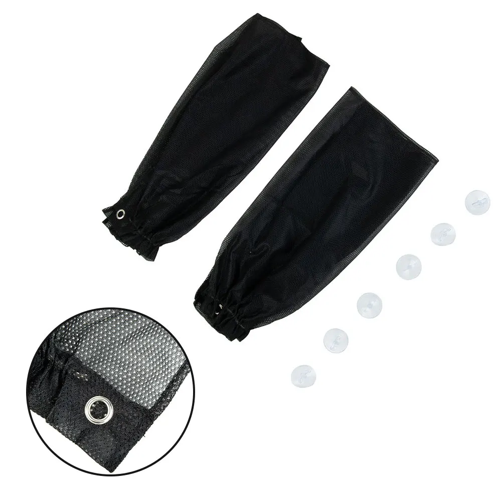 

2X Curtains Car Sun Shade UV Protection Side Mesh Casement Curtain With Suction Cups Black Universal Interior Parts