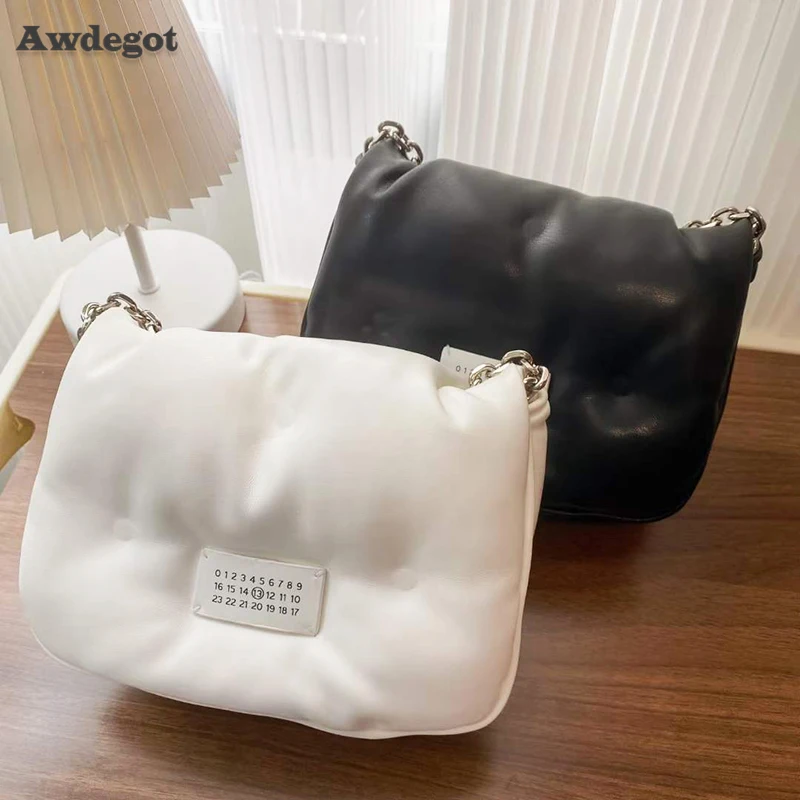 

20cm Small Soft Down Flap Chain Bags for Women Autumn Winter Shoulder Crossbody Handbags Female Imitation Lady Purse Luxury Tote