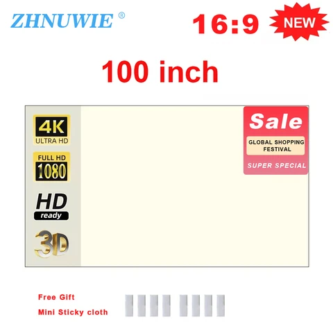 Проекционный экран ZHNUWIE 16:9 100-150 дюймов