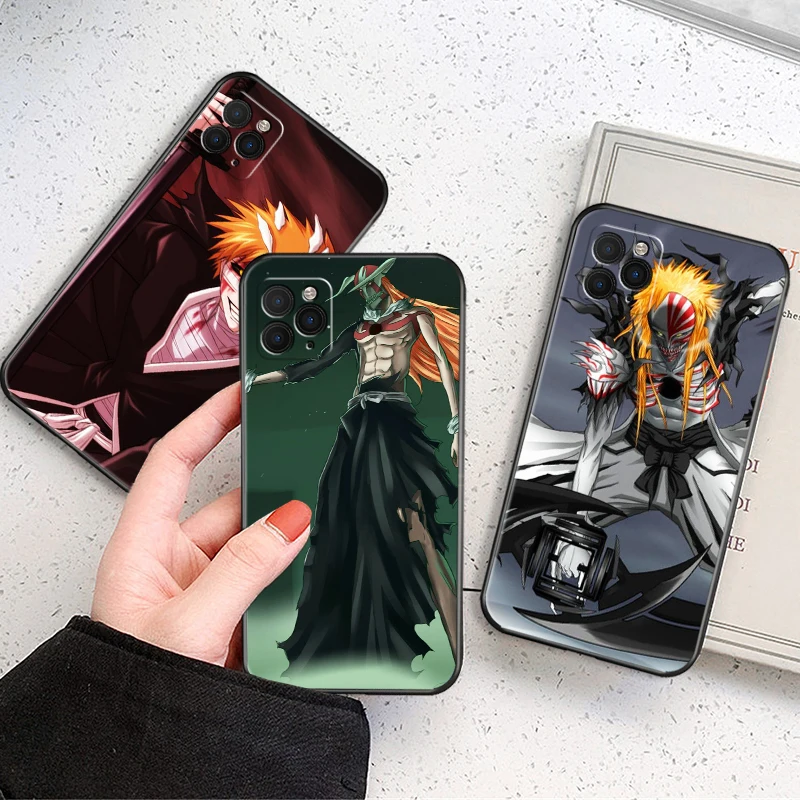 

2022Phone Case For IPhone 13 Pro 12 Mini 11 Pro Max SE 2020 X XR XS MAX 8 7 6 6S Plus Japan Cartoon Anime Bleach TPU Black Cover