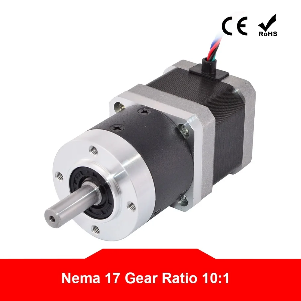 

Шаговый двигатель Nema 17 L = 39 мм, Передаточное отношение 10:1, планетарный редуктор высокой точности а для 3D-принтера с ЧПУ
