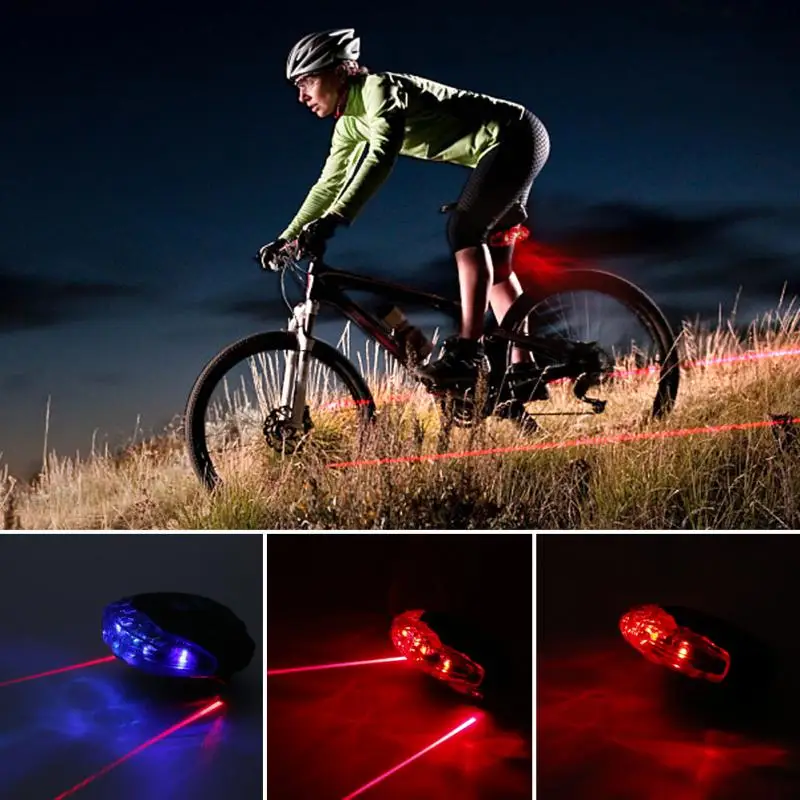 

Universal Bicycle LED Taillight Laser Taillights Safety Warning Light 5LED Night Mountain Bike Rear Tail Lamp Bike Accessories