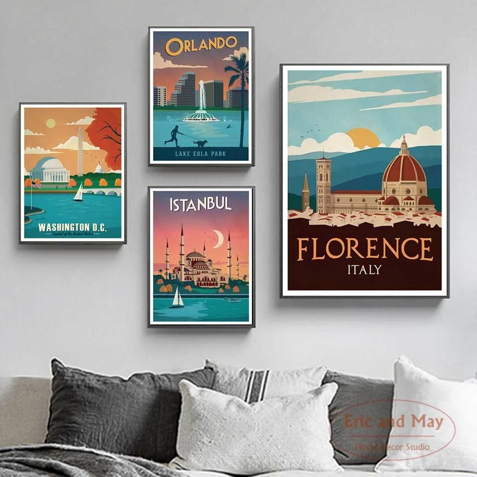 

Posters and Prints Canvas Painting New York London Netherlands Amsterdam Vintage Travel Cities Landscape Wall Art Picture Decor