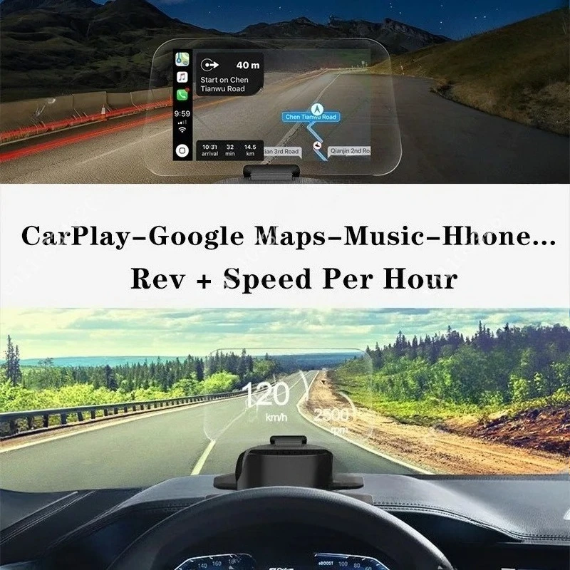 Фото Многофункциональный умный HUD-дисплей для Apple CarPlay с поддержкой навигации №4