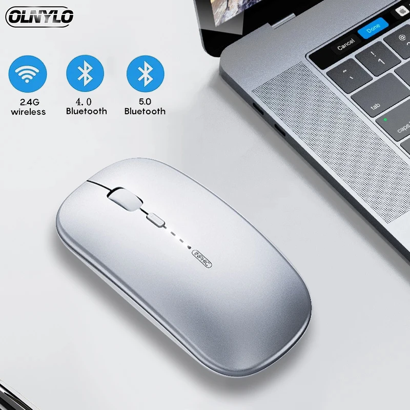 

Bluetooth 5.0 Wireless Mouse 2.4G Wireless Rechargeable Mice Mini Portable Office Mouse Optical Mute Mice For Computer Laptop