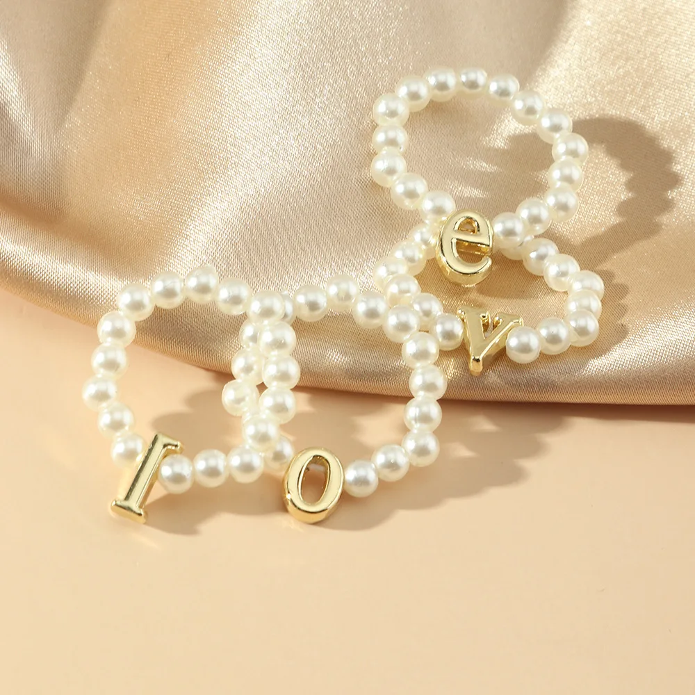 

KunJoe Bohemian Imitation Pearl Rings Set for Women Vintage Fashion Adjustable Rope Chain Rings Jewelry Accessories Wholesale