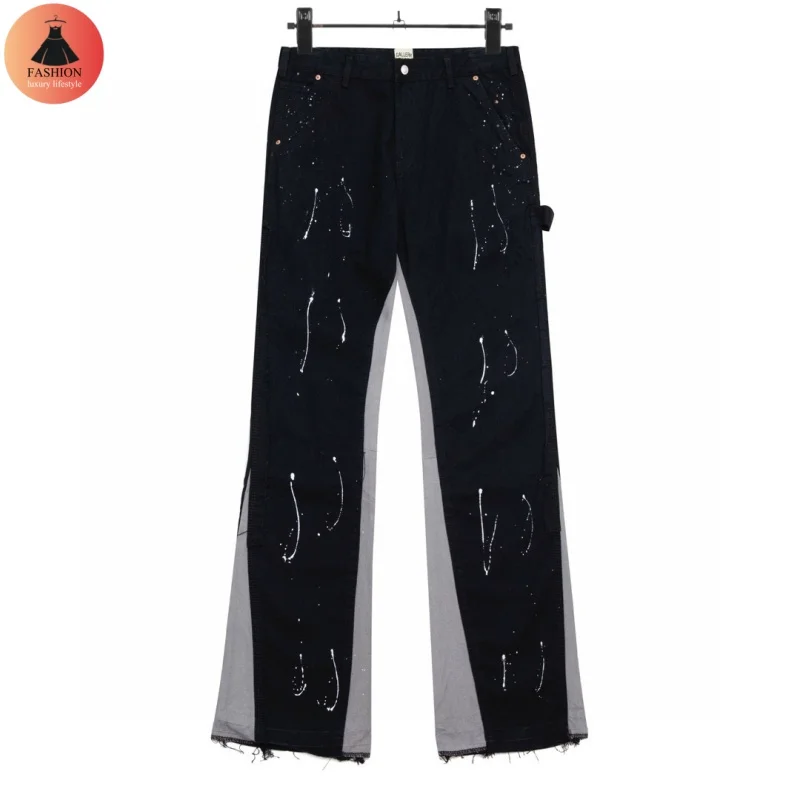 Черные потертые мужские и женские джинсы High Street Graffiti брендовые осенне-зимние
