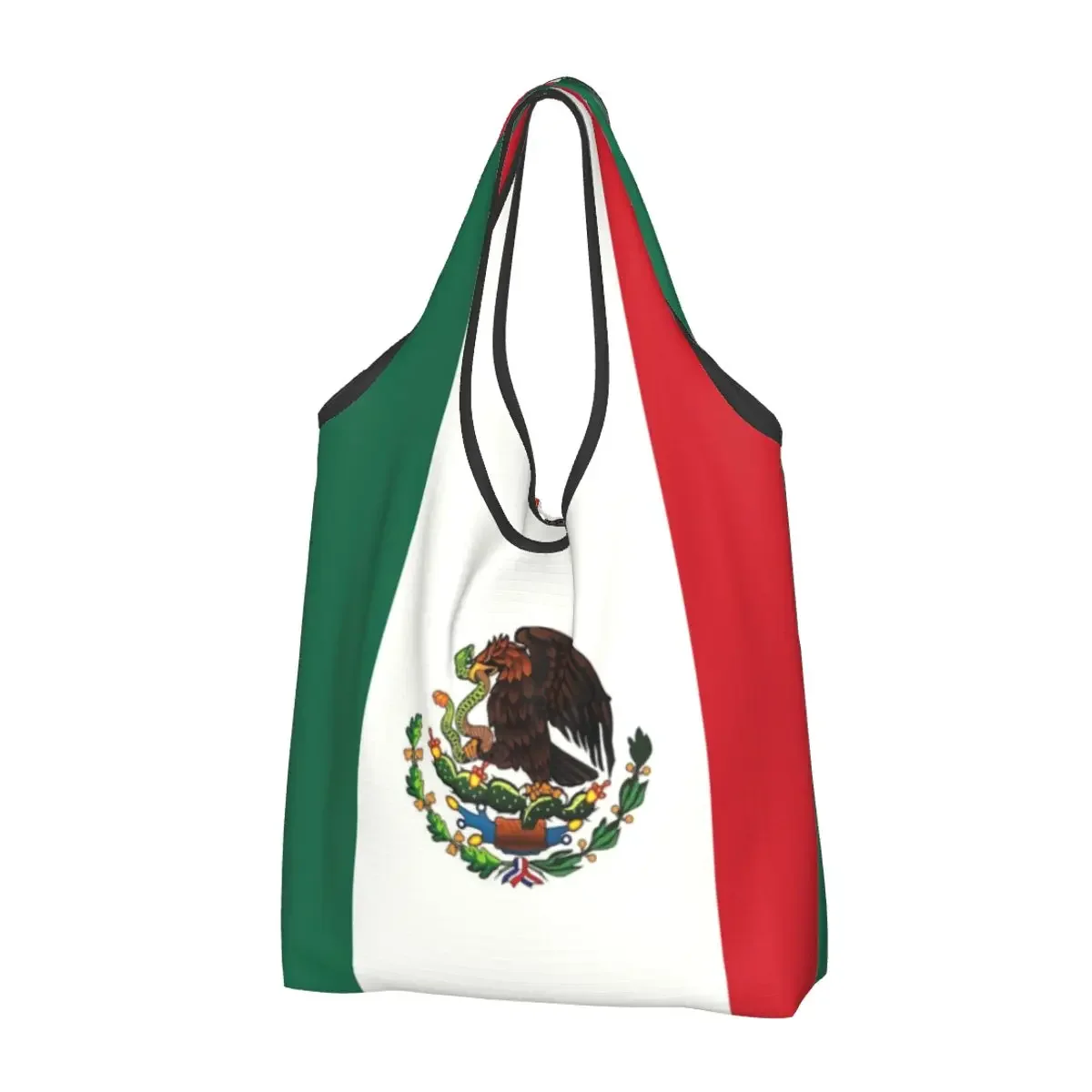 

Recycling Mexico Flag Shopping Bag Women Tote Bag Portable Grocery Shopper Bags