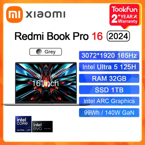 Ноутбук Xiaomi Redmi Book Pro 16 2024, 16", 32ГБ/1ТБ, Ultra 5, Integrated graphic, Windows