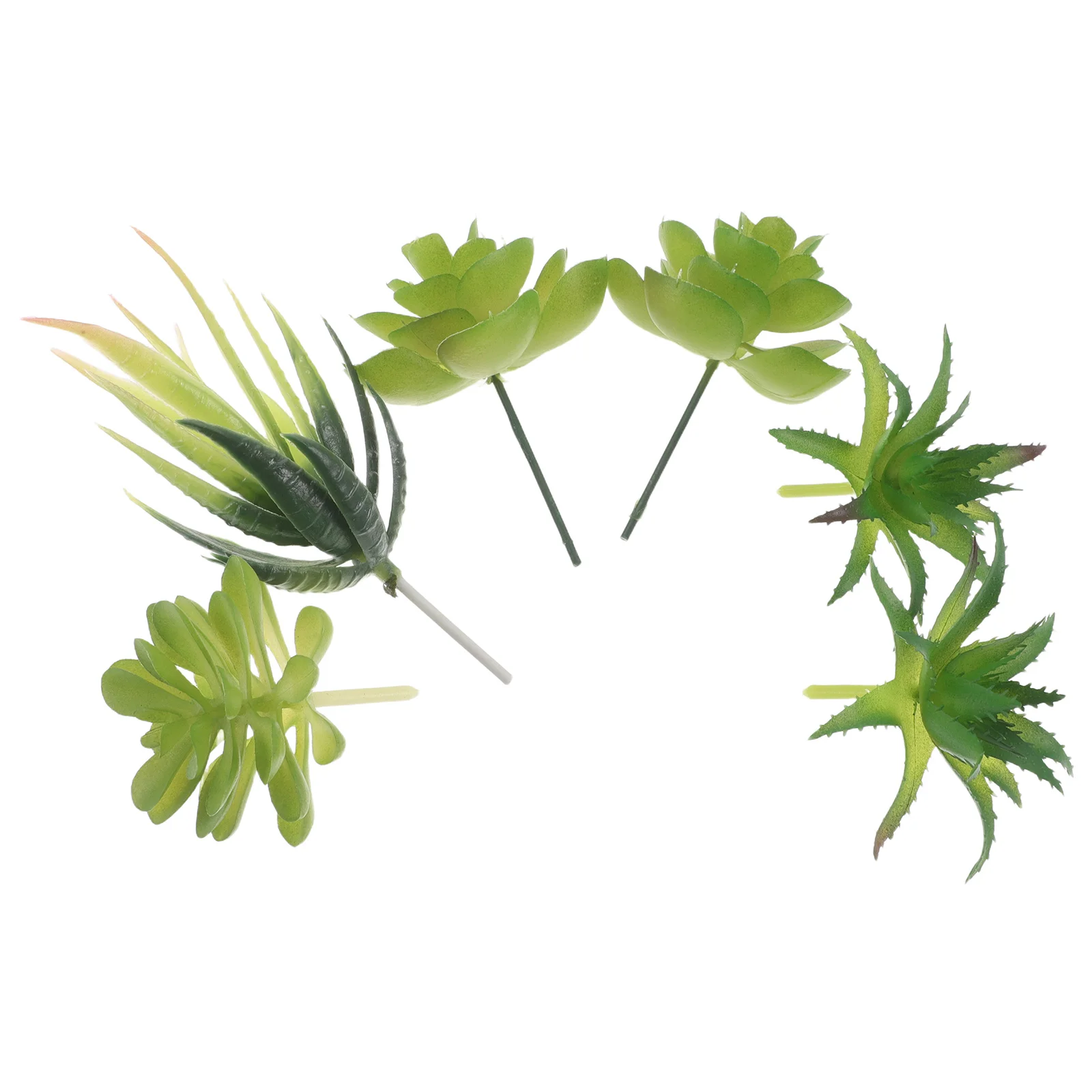 

Искусственные мини-суккуленты в горшках, зеленый, пластик, набор из 6 штук