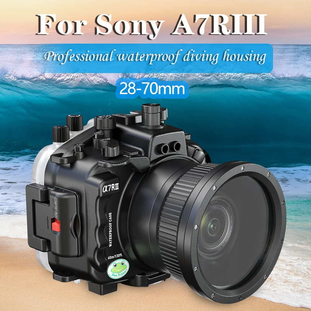 

Seafrogs 40Meter Waterproof Camera Case For Sony A7RIII/A7III 16-35mm 28-70mm 90mm Lens With Pistol Grip Underwater housing