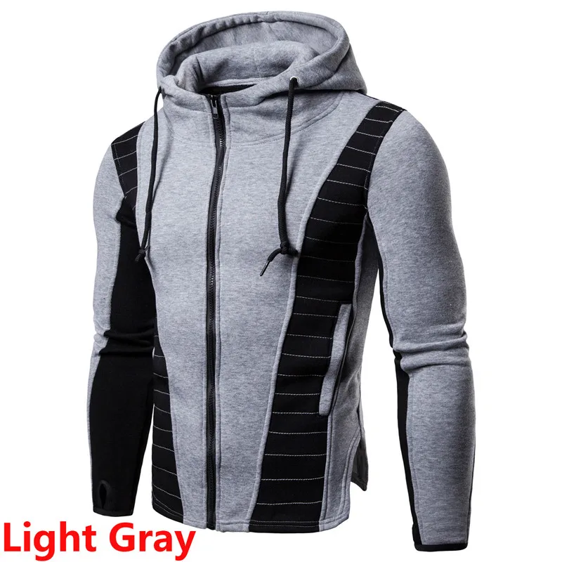 

Gothic Style Men's Plus Size Sweater New Cotton Autumn and Winter European Sportswear Men's Slim Hooded Color-blocking Jacket