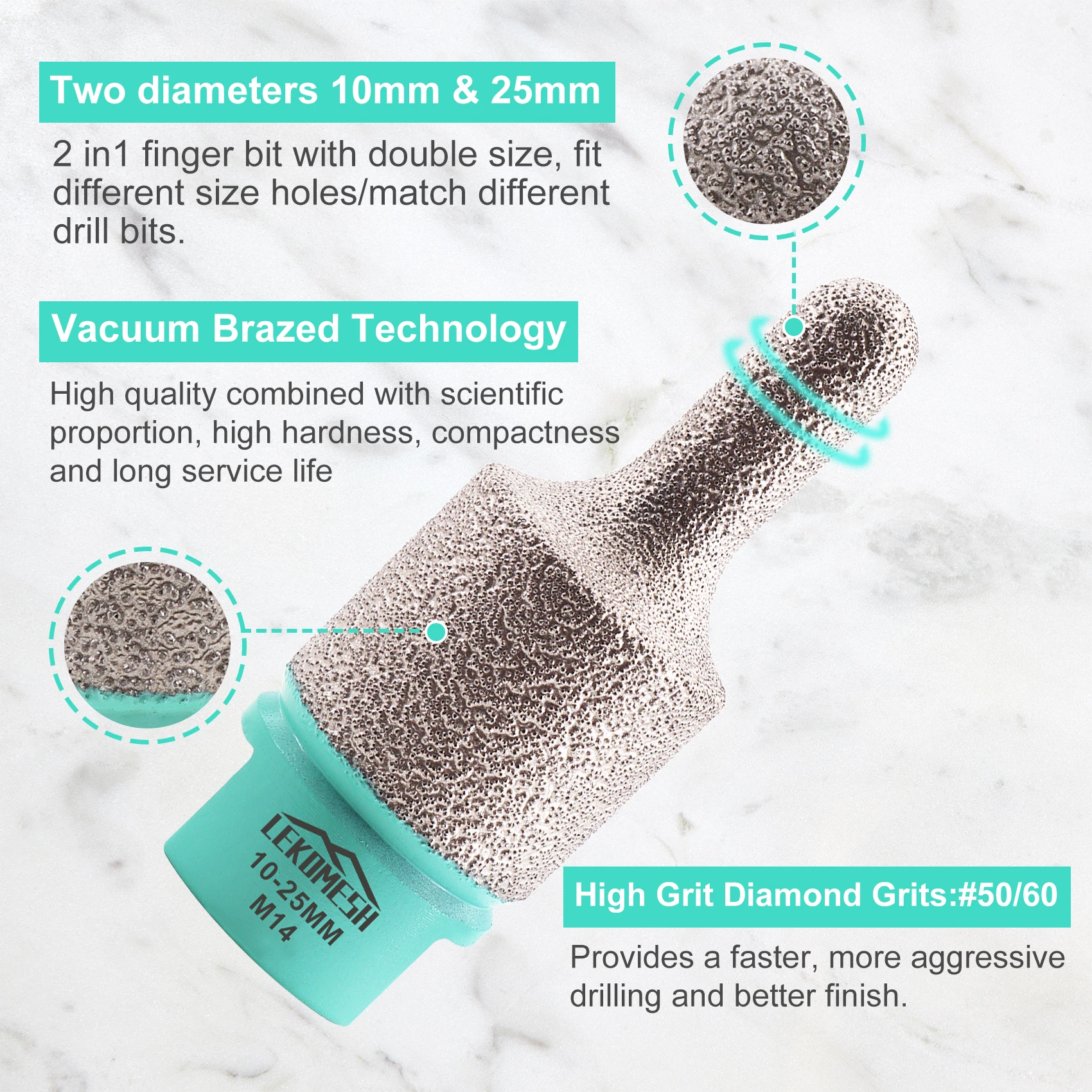 LEKOMOSH 1 шт. M14/5 8-11 резьба алмазная шлифовальная насадка конусная плитка гранит