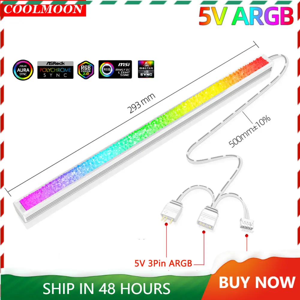

Материнская плата Coolmoon 5В 3Pin ARGB Sync PC чехол декоративная световая панель Графический кронштейн светодиодсветодиодный RGB полоса лампа ПК