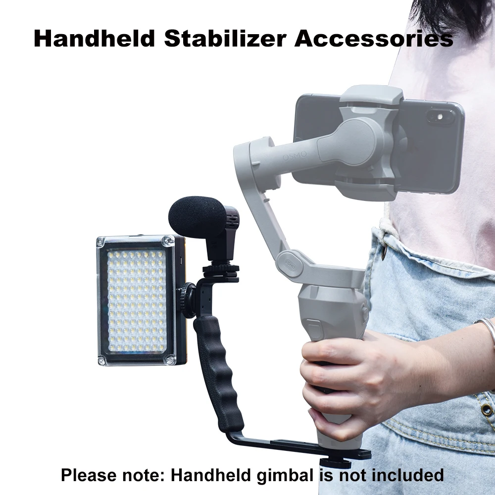 L Shaped Handle Holder for DJI OM 5/4/Osmo Mobile 3/2 Stabilizer Tripod Extension Rod LED Video Light Mount Microphone Bracket