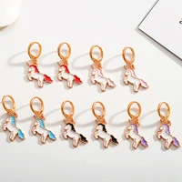 2 pairs of colorful horse enamel alloy girls cute hoop earrings pendant womens party body jewelry gifts free shipping wholesale