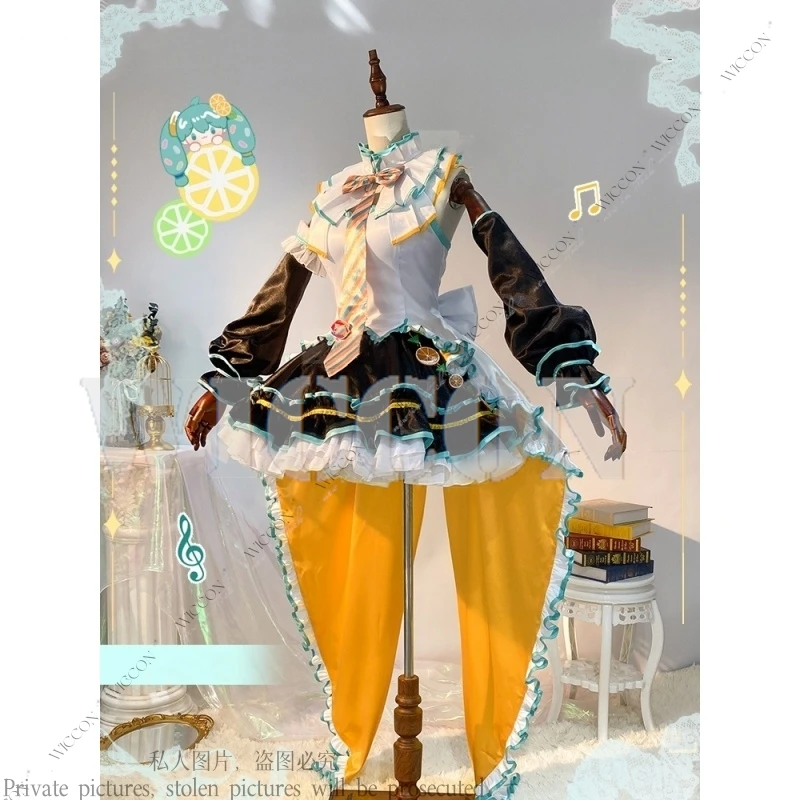Мороженое Косплей Костюм Парик Суета PJSK mikuku Хэллоуин Вечеринка mikku Сценический