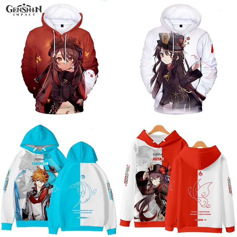 

Genshin Impact Cosplay Costume Shogun Zhongli Hutao Ganyu Xiao Tartaglia Unisex 3D Hoodie Hooded Jacket Cartoon Birthday Gifts