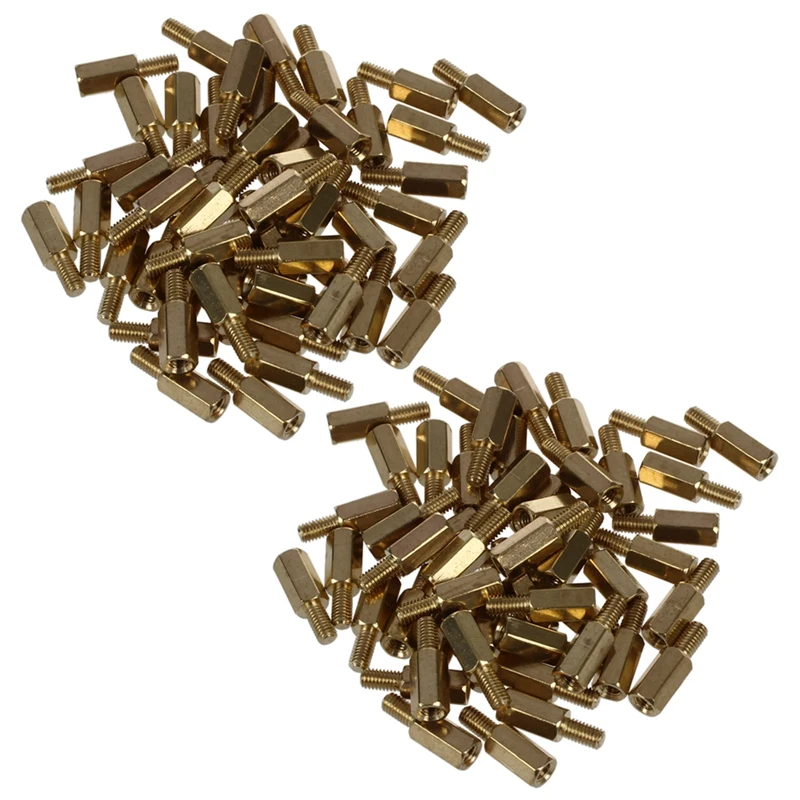 

Hot 100 Pcs Brass Screw Thread PCB Stand-Off Spacer M3 Male X M3 Female 6Mm
