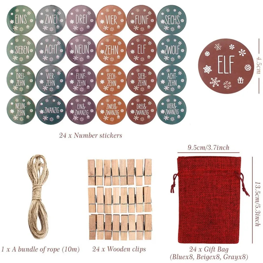 

DIY Cloth Bags Gift High Quality Linen Sack Bags Calendar Christmas Tree Wood 100% Brand New 10x14cm ​Fillable