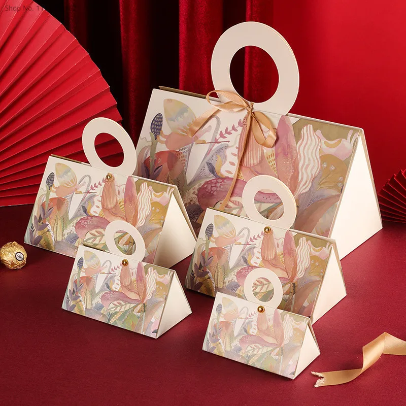 30 шт./лот подарочная картонная коробка с цветочным принтом Свадебная Упаковка