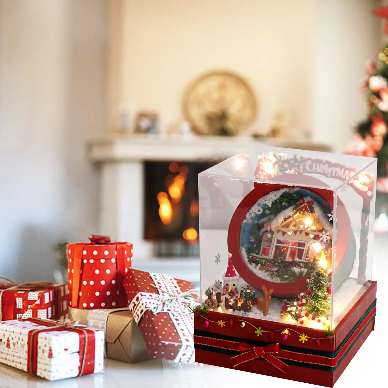 

Unfinished Christmas Dollhouse DIY Kit Dollhouse Building Kit for Decoration