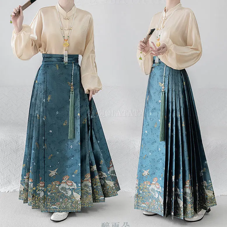 Юбка Mamian китайская династия Мин имитация макияжа тканая золотая юбка с