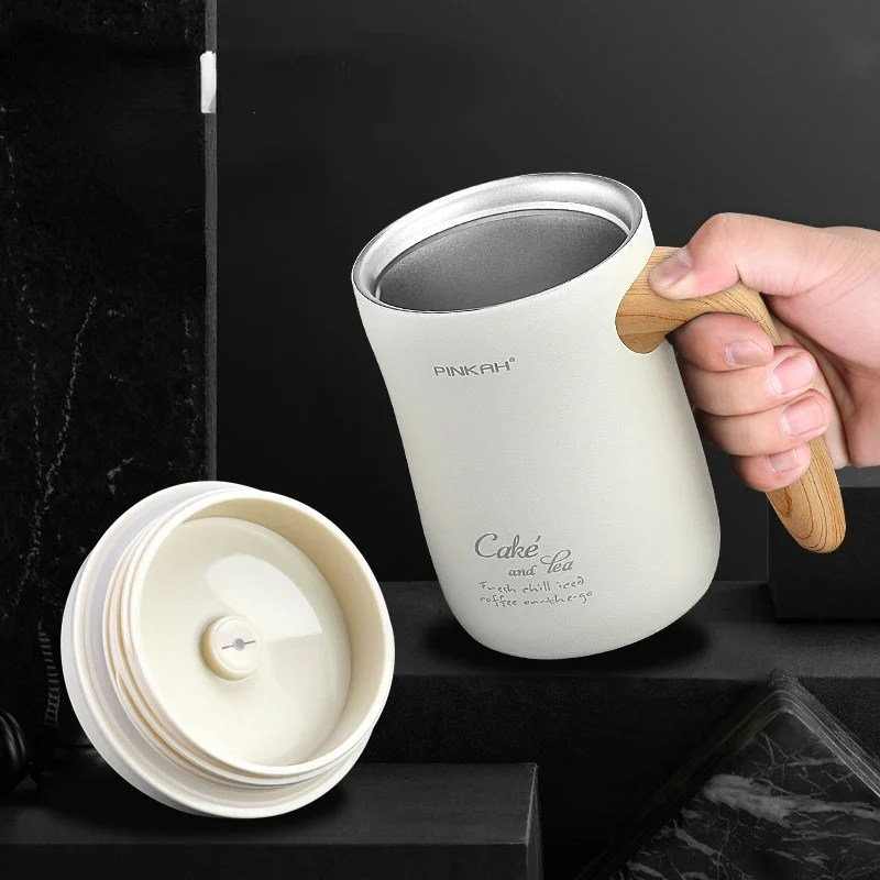 

470 мл чашка для кофе вакуумная с ручкой, термос, чашка для офиса, герметичная чайная чашка с крышкой, домашний термос для молока