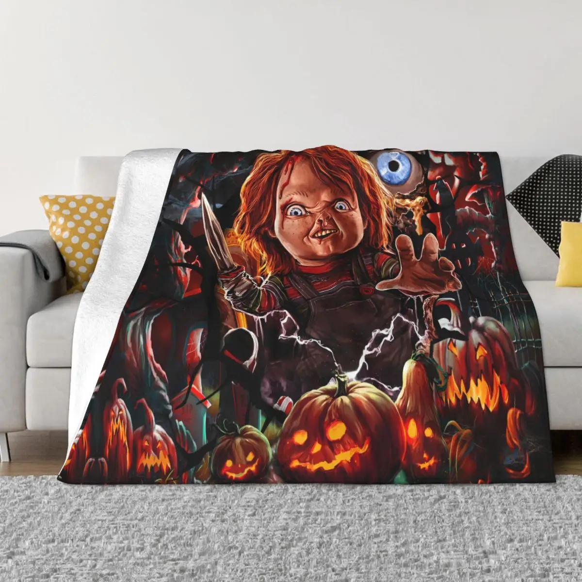 

Child's Play Chucky Horror Movie Blankets Coral Fleece Plush Decoration Bedroom Bedding Couch Bedspread
