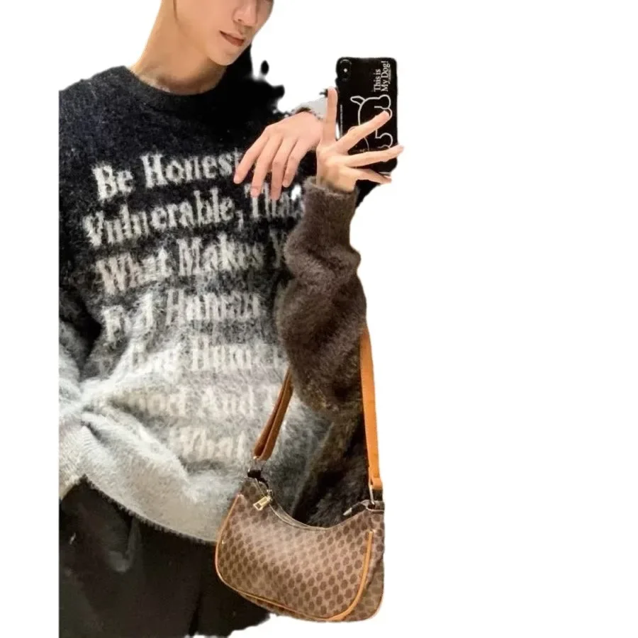 Модный винтажный дизайн в американском стиле высококачественный вязаный свитер