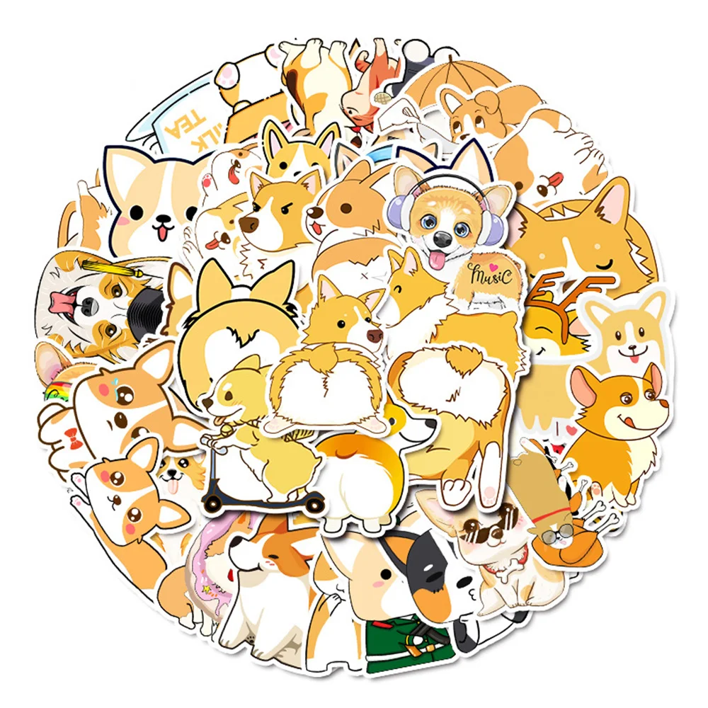 

10/30/50 ШТ. Мультяшные Корги Нежные Наклейки Граффити Багаж Тетрадь Скейтборд Термос Чашка ПВХ Водонепроницаемые Наклейки Оптом
