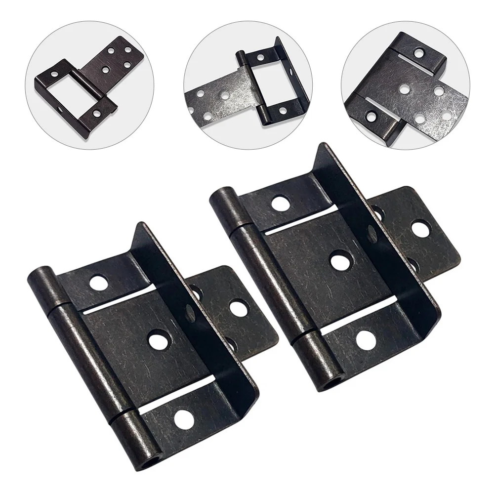

2pcs Non Mortise Hinge Cabinet Door Hinge Flush Door Hinge Iron Flat Hinge